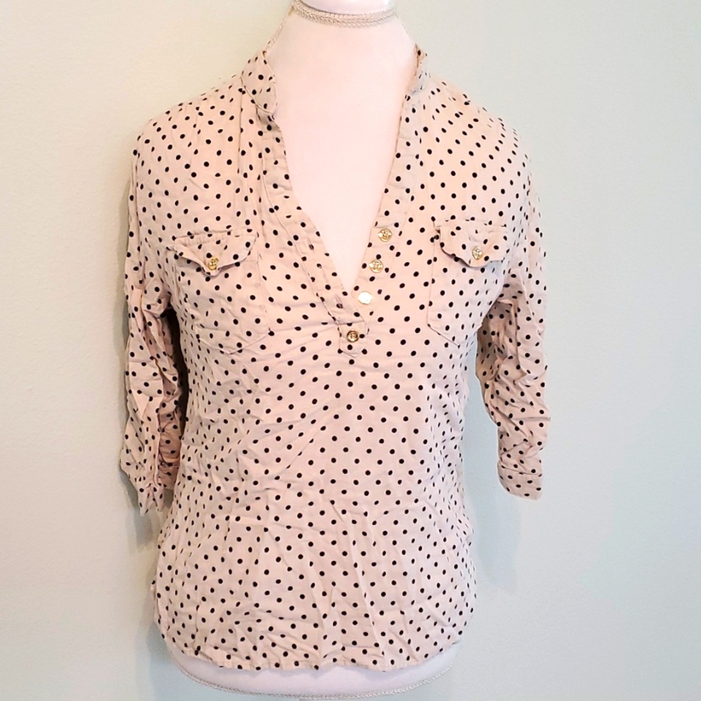 3/4 Sleeve Polka Dot Blouse